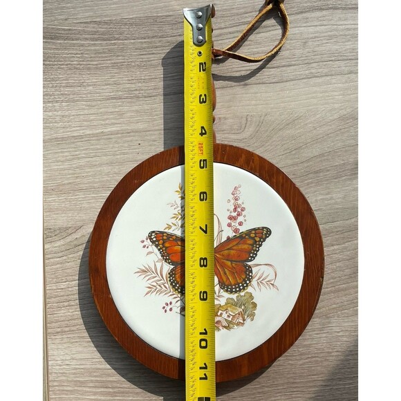 Wooden Trivet Ceramic Tile Insert with a Butterfly Motif Wall Decor - Picture 9 of 9